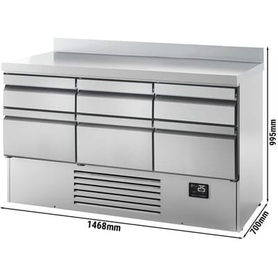 GGM Gastro Kühltisch Premium PLUS - 1460x700mm - 6 Schubladen - Aufkantung