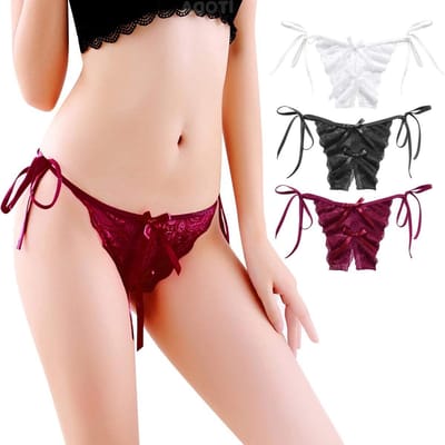 Dames Tanga Ondergoed met Open Strings en Kant - 3 Stuks G-String Lingerie voor Comfort en Verleiding