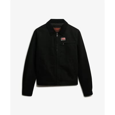 Superdry Cord Collar Quilt Ranch Jas Zwart L Vrouw