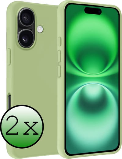 Hoesje 2 Stuks - Geschikt voor Apple iPhone 16 - Sterk & Shockproof - Case Siliconen - Back Cover - Telefoon Hoes - Groen