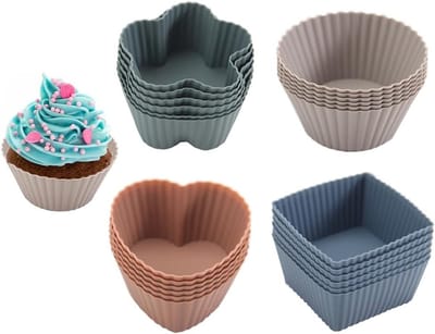Set van 36 Silicone Muffinvormen - Herbruikbare, Antiaanbak Mallen voor Taart, IJs en Donuts in 4 Kleuren