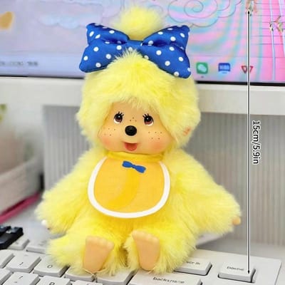 Porte-clés Kawaii Monchhichi Dessin animé Nouveau Pendentif Monchichi Charms à Suspendre pour Sac à Dos Porte-clés Mignon Monchich Cadeau de Fête yellow