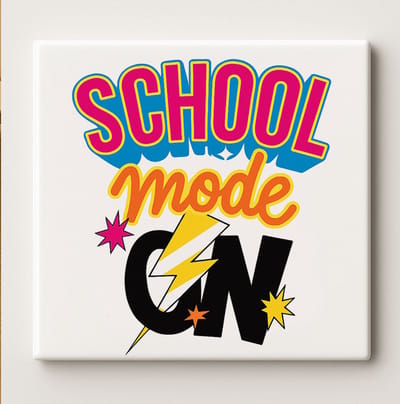 School Mode Aan Keramische Tegel – 15x15cm Leuke Motiverende Wanddecoratie voor Studenten, Leraren & Studiekamers