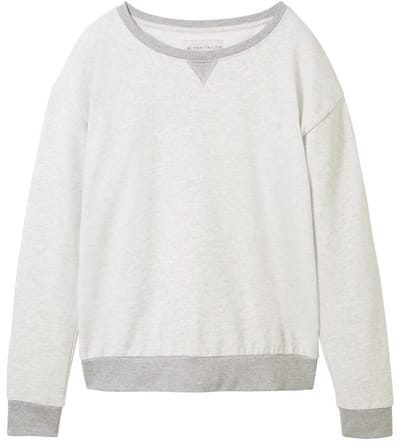 Tom Tailor - Loungewear Sweater in gemêleerde look - Maat M/38 - weiß-mittel-melange