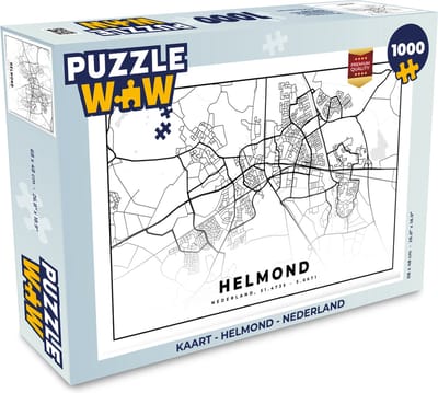 Puzzel Kaart - Helmond - Nederland - Legpuzzel - Puzzel 1000 stukjes volwassenen