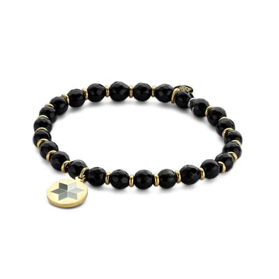 CO88 Collection Majestic 8CB 90500 Natuustenen Armband - Agaat - One-size / 6 mm - Zwart