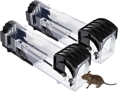 2-pack muizenvallen - muizenvallen voor binnen – Levendvangvallen – Muizenvangers – Herbruikbaar – Voor binnen en buiten – Kunststof – Zwart