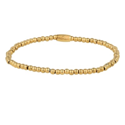 My Bendel - Goudkleurige Stainless Steel Armband - 3mm Kralen - Tijdloos - met Luxe Cadeauverpakking | Sieraden Voor Dames