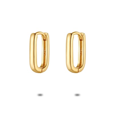 Twice As Nice Oorbellen in 18kt verguld zilver, oorring, ovaal, 12 mm