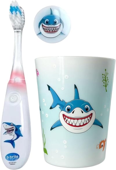 Kindertandenborstel - Poets timer - Goede gewoonten - Knipperende timer - 17 cm - Haai