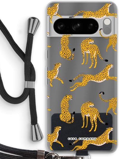 Case Company® - Hoesje met koord geschikt voor Google Pixel 8 Pro hoesje met Koord - Luipaard - Telefoonhoesje met Zwart Koord - Bescherming aan alle Kanten en Over de Schermrand