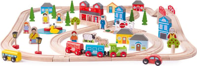 Bigjigs Wooden Train Set City and Country 101 pieces.