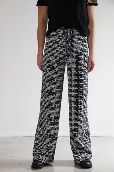 New Star dames broek - broek wijd model - Dorian - zwart/wit print - L32 - maat 26/32
