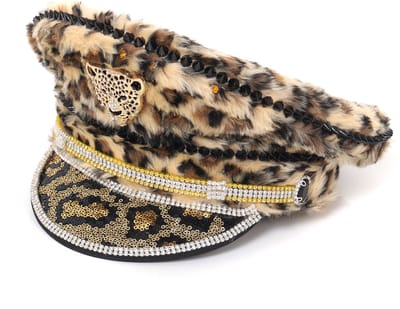 Carnaval Admiraal Pet Panter - Luxe Pet Met Steentjes - Volwassenen - One Size - Unisex