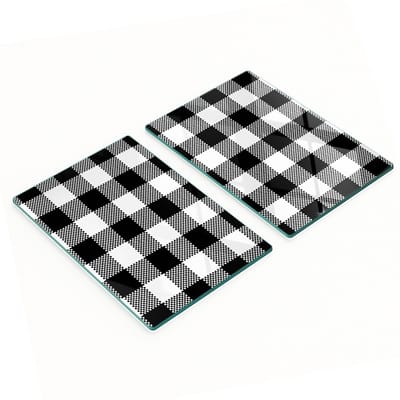 Multifunctionele decoratieve glazen borden met rasterprint 2x40x52 cm