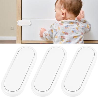 Veiligheidsloten voor Kinderen - 3 Stuks Kinderslot voor Keuken, Kast en Lades - Wit, Kindveilige Sloten voor Meubels en Koelkast