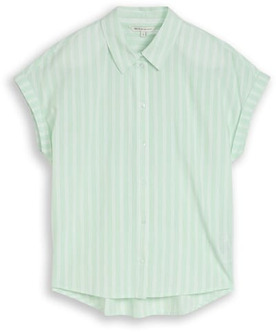 Tom Tailor Denim - Blouse met streepmotief - Maat XL - matcha green white stripe