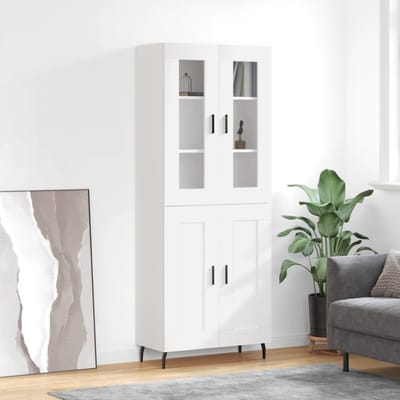 vidaXL - Hoge - kast - 69,5x34x180 - cm - bewerkt - hout - wit