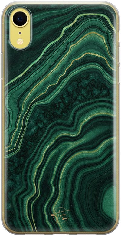 Hoesje geschikt voor iPhone XR - Agate groen - Soft Case - TPU - Print - Groen - Mooie Telefoonhoesjes