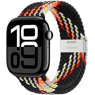 Watch band - geweven in de kleur gemengde kleuren 7 - 42/44/45/46/49mm - Nylon bandje geschikt voor Apple Watch - Geschikt als Apple watch bandje voor Series 1/2/3/4/5/6/7/8/9/10/SE/Ultra