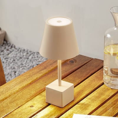 Lindby - Terraslampen- met dimmer - 1licht - Metaal, kunststof - H: 25 cm - beige - Inclusief lichtbron