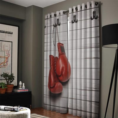 Rode Bokshandschoenen Tegen Houten Muur Luxe Huisgordijnen Moderne Huisbenodigdheden Woonkamer Slaapkamer Maatwerk Gordijnen 135W x 115H(cm)