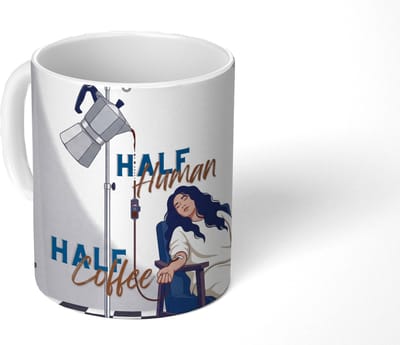 Mok - Koffiemok - Half human, Half Coffee - Infuus - Koffie - Mokken - 350 ML - Beker - Koffiemokken - Theemok