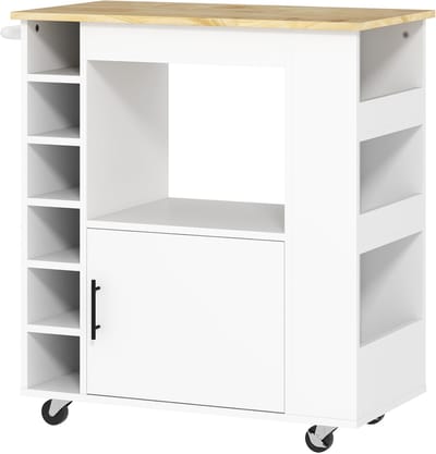 Keukeneiland - Verplaatsbaar - Keukenkast - Dressoir - Organizer - Kasten - Houten Werkblad - Eiken