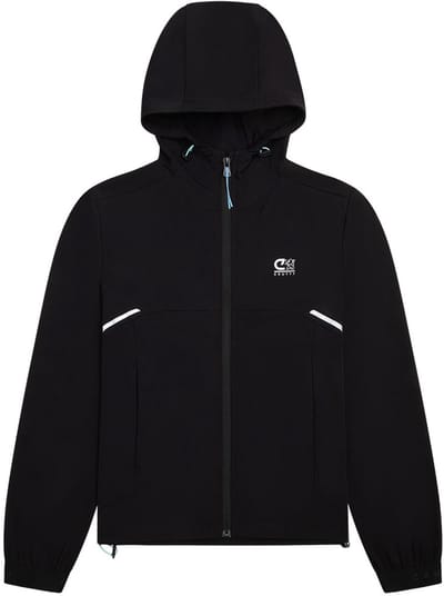 Cruyff Trainingsjack Kids Zwart – Polyamide Sportjack met Capuchon - Voetbal - Maat 140