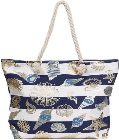 Een heerlijke vrolijke strandtas (55x35cm) gevoerd en afsluitbaar met een rits aan de binnenkant. Een handige tas om veel in mee te kunnen nemen. Afgewerkt met twee handvaten van gedraaid touw. Voor uzelf of Bestel Een Cadeau.