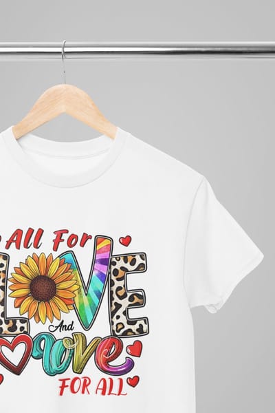 Pride shirt - All for Love And Love For All- Wurban Wear | Gay pride | Pride kleding | Regenboog kleding | Pride | Pride vlag | Regenboog vlag | Regenboog | LGBTQ | LHBTI | Liefde | Transgender | Crossdress | Amsterdam | Rainbow | lgbt shirt | Wit