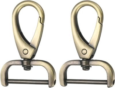 Dailygoods - QUARKZMAN 2 stuks 25 mm D-ring afneembare karabijnhaak, draaibare karabijnhaak met schuifgesp, kreeftklauwsluiting voor tasriem, sleutelhanger, tas, doe-het-zelf handwerk (messing)