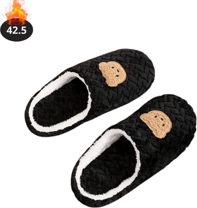 Nivard Warme Pantoffels - Sloffen - Slippers - Dames - Heren - Pluche - Maat 42.5 - Zwart