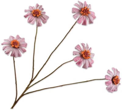Silk-ka Kunstbloem-Zijde Bloemen Zinnia Tak Roze-Oranje 89 cm
