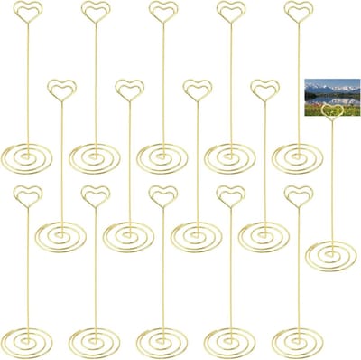 15PCS Heart Shape Card Holders - 8.6 Inch Gold Table Number Stands - Wedding Party Decoraties