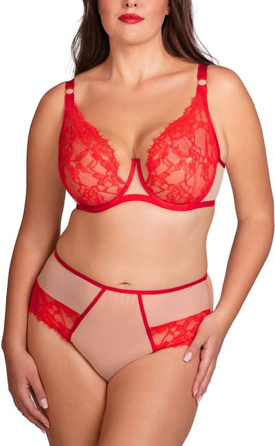 Vivisence Elegante Zachte Beha Met Kant Voor Vrouwen Beugelbeha Met Lifting Effect Verstelbare Bandjes En Goudkleurige Details Vrouwelijke Lingerie Voor Comfort En Ondersteuning, Rood,70E