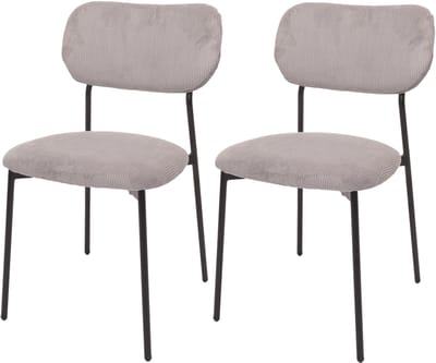 Set van 2 eetkamerstoelen MCW-O26, keukenstoel gestoffeerde stoel, koord (330g/m²) stof/textiel metaal ~ lichtgrijs