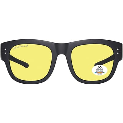 Montana Square Unisex Mat Zwart Geel Gepolariseerd FO7 Fit Over Bril Nacht Rijden Zonnebril