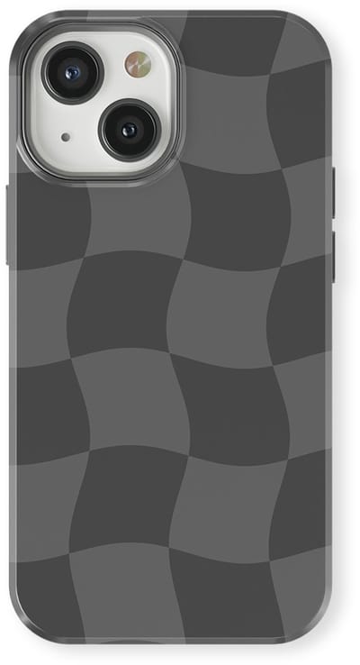 Checkered Warp Hoesje geschikt voor iPhone 13 Mini | Geschikt Voor Mag | Uniek Design Hoesje | Beschermhoes geschikt voor iPhone 13 Mini Grey Motion