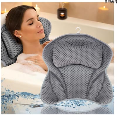 RFWR® Ergonomisch Badkussen voor het Bad met Antislip Zuignappen - Comfortabel en Ondersteunend Spa Kussen