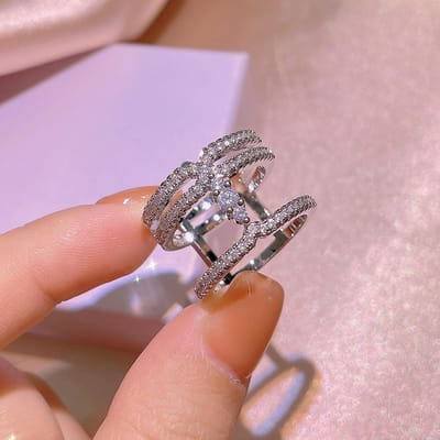 Sterling Zilver Creatieve I-Vormige Geometrische Massieve Witte Zirkonia Ring Voor Dames Valentijnsdag Cupido's Zwaard Sieraden Cadeau 9 gray