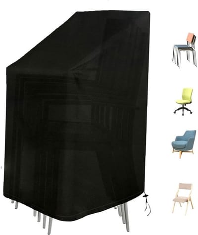 SnelShoppen - Waterproof 420D Tuinmeubelbescherming voor Tuinstoelen en Stapelstoelen, 75 x 75 x 120 cm, Weerbestendig, UV-bestendig, Winddicht, Perfe