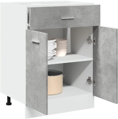 Onderkast met lade - Keukenmeubel staand - Keukenopslag optimaliseren - Vochtbestendig materiaal - 60 x 46 x 815 cm - Betongrijs