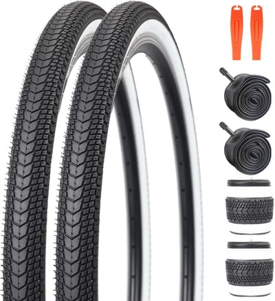 Fietsbanden set - Banden en binnenbanden - Fietsen onderhouden - Inclusief bandenlichters - 26 inch - Zwart