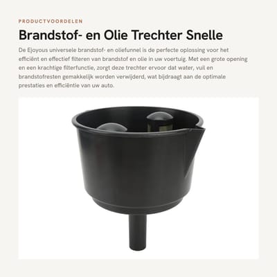 Dailygoods- Brandstoffunnel Met Filter - Universele Brandstoffunnel - Grote Opening - Snelle Doorstroming Tot 12 Liter/Minuut - Effectieve Filtratie - Ondersteunt Brandstofkwaliteit - Brandstoffilter