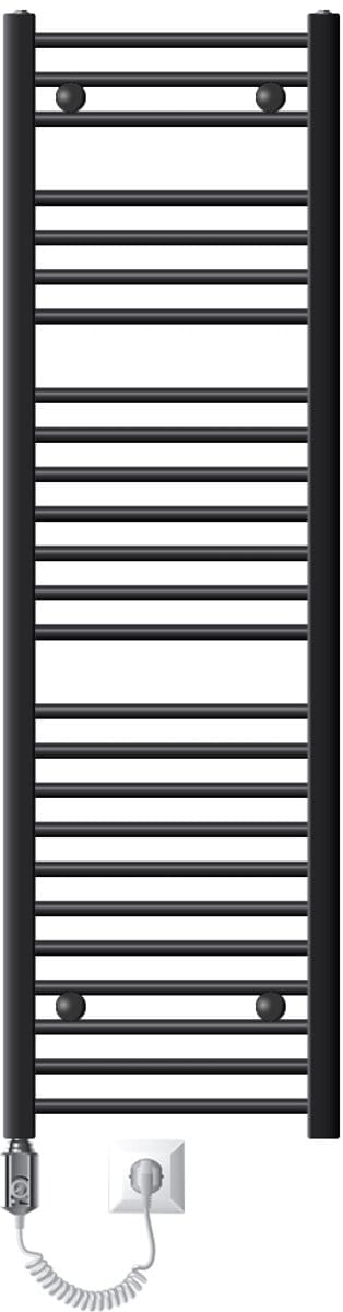 Elektrische badkamerradiator met verwarmingselement 900W 400x1500 mm antraciet gebogen met zijaansluiting LuxeBath