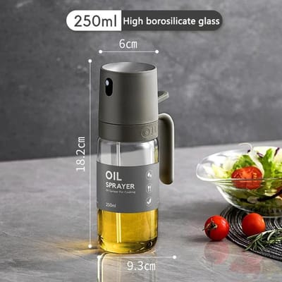 Oliespuitfles 250 ml hoog borosilicaatglas bakoliedispensers olijfoliespuit meneer voor luchtfriteuse salade bakken gray
