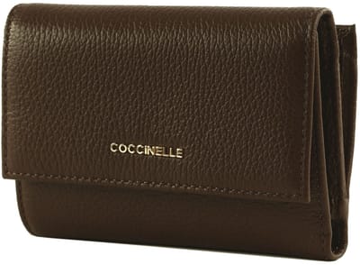 COCCINELLE Leren portemonnee Metallic Soft Wallet Grainy Leather Brunette bruine