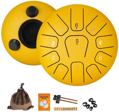 Livano Handpan - Tongue Drum - Steel - Regen - Klankschaal - Geel