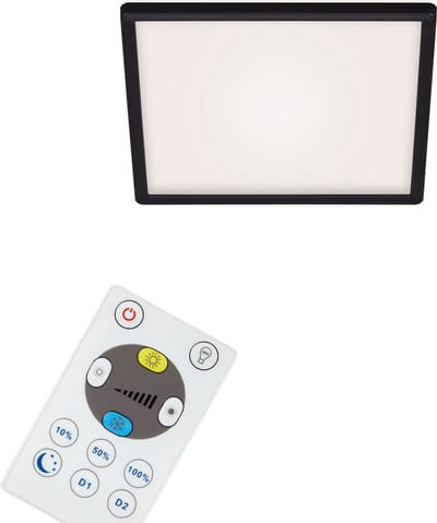 Briloner Verlichting - LED-paneel, plafondlamp dimbaar, plafondlamp met achtergrondverlichting, incl. afstandsbediening, 18 Watt, 2400 lumen, wit-zwart
